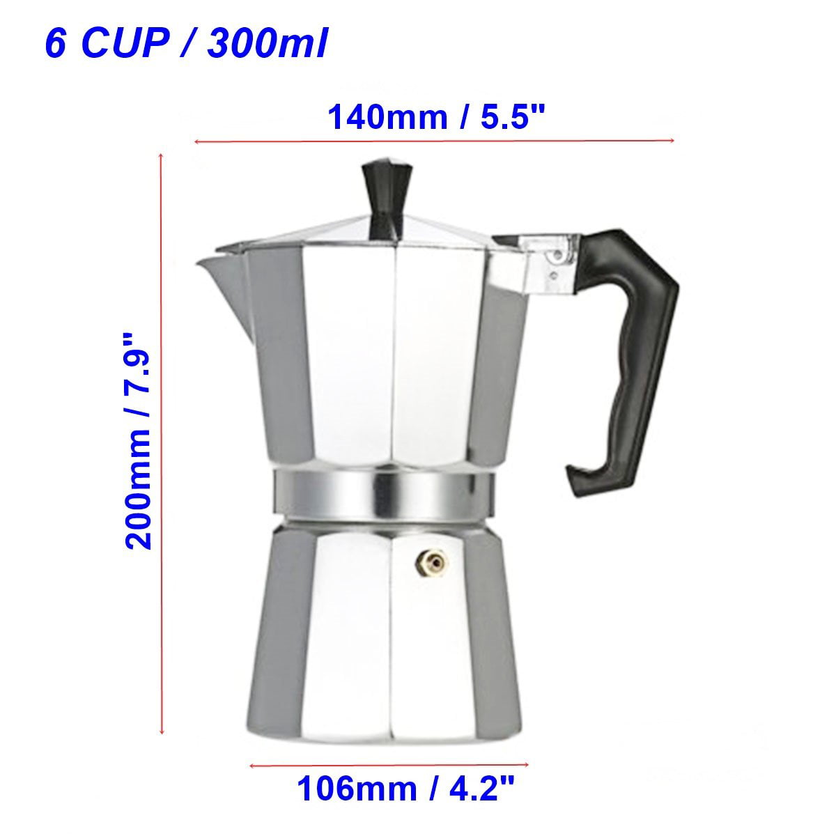 Aluminum Moka Espresso Coffee Maker Percolator Stove Top Pot 1/3/6 Cups 