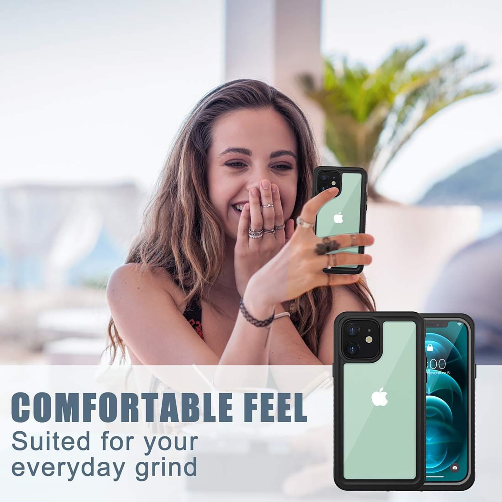 for iPhone 11 Waterproof Case - Shockproof Dustproof Case with Built-in Clear Screen Protector, Full Body Heavy Duty Sealed Protective Cover for iPhone 11,Black
