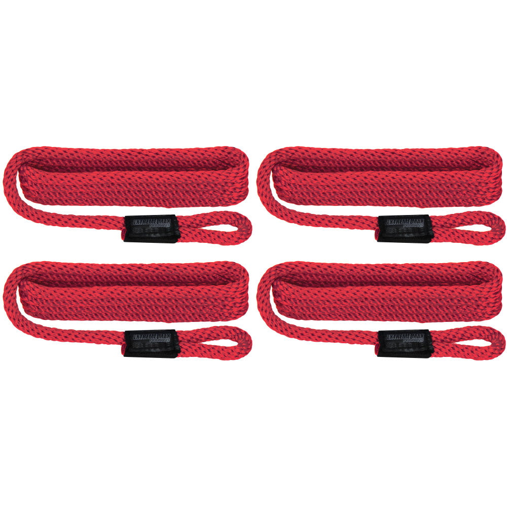 Red 3/8 x 5 Extreme Max 3006.3366 BoatTector Solid Braid MFP Fender Line Value 4-Pack