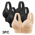 thumbnail image 2 of Bigersell Wireless Bra Trendy 3pc Ladies Seamless Comfortable No Underwire Breathable Gathering Front Opening Buckle Bra Woman Underwear Racerback Bra Style F-703 Beige XL, 2 of 9