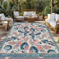 thumbnail image 3 of Fsddascl Teal Blue Red Ethnic Outdoor Rug for Patio/Deck, Non-Slip Large Area Rug 6 x 9 Ft, Boho Modern Geometric Abstract Art Indoor Outdoor Rugs Washable Area Rugs, Reversible Camping Rug Carpet, 3 of 5