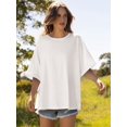 thumbnail image 3 of Oversized T Shirts for Women Short Sleeve Loose Fit Crewneck Summer Tops Casual Basic Rolled Sleeves Tee Shirt, 3 of 6
