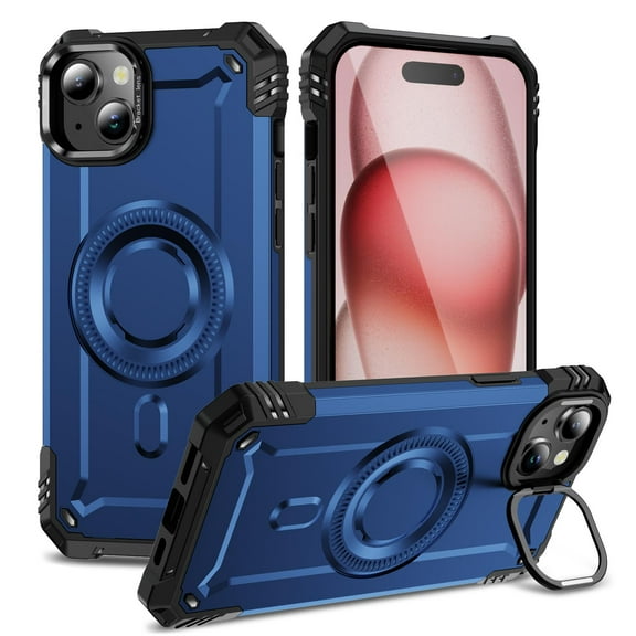 Allytechgroup for iPhone 14 Case with Camera Kickstand, [Include 1x Screen Protector] Support Wireless Charging Magnetic Phone Case for Women Men Military Grade Drop Protection, Blue