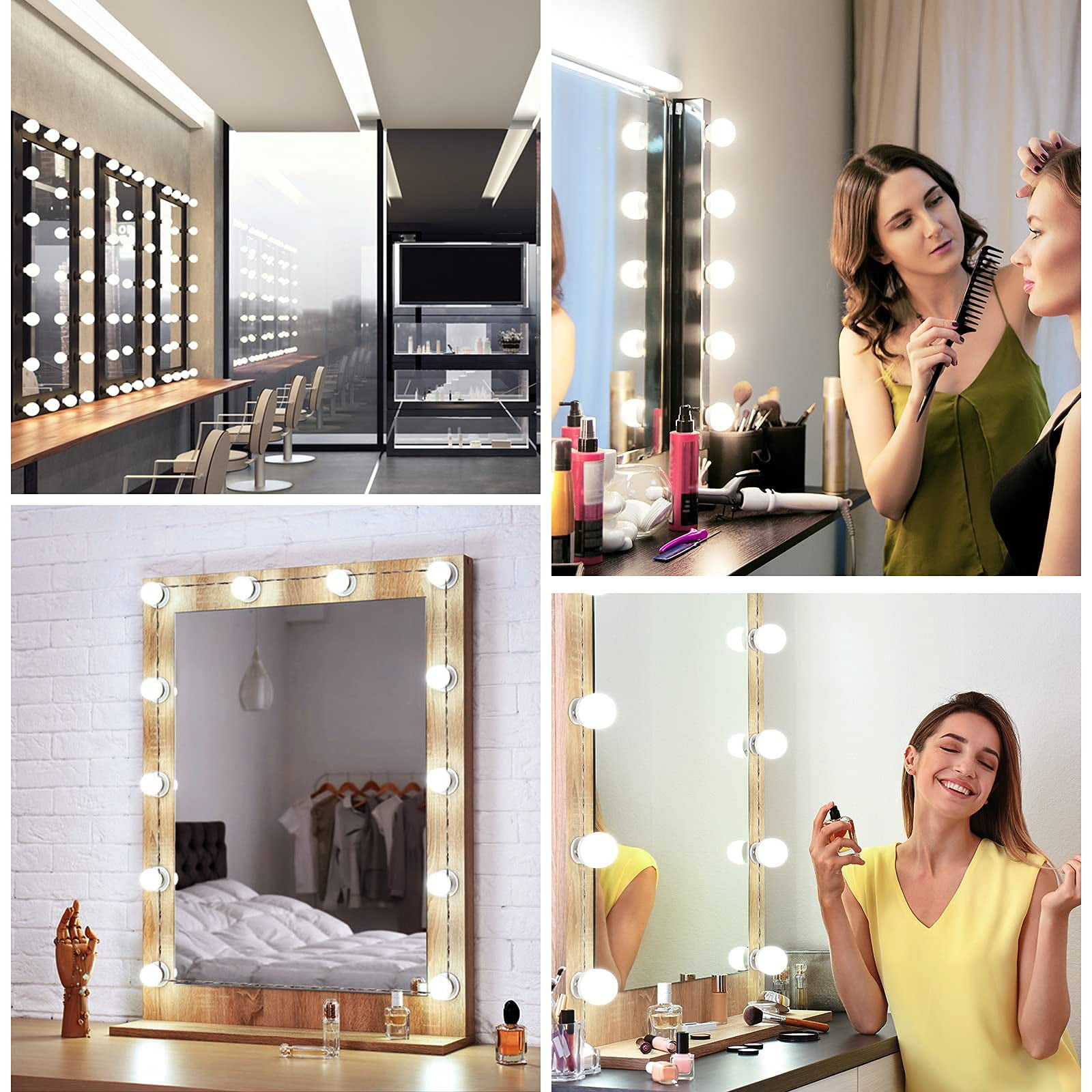 10-Light White Dimmable LED Vanity Lights with Corded Electric