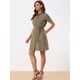 thumbnail image 4 of Vestidos de safari para mujer Vestido camisero con botones y cinturón de manga corta de algodón de verano Marrón M, 4 of 4
