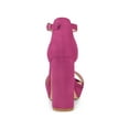 thumbnail image 2 of BLISSFUL STEP Women's Shoes Faux Suede High Chunky Heel Platform Ankle Strap Open Toe Sandals Hot Pink 7.5, 2 of 7