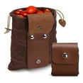 thumbnail image 4 of Cheers.US Canvas Collapsible Outdoor Camping Foraging Pouch Mushroom Storage Water Resistant Leather Bushcraft Belt Tinder Dump Pouchs Brown for Travel Camping Hiking Bag, 4 of 9