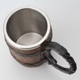 thumbnail image 3 of Jarra de cerveza, taza de acero inoxidable de imitación de madera, regalos de madera, taza de barril de madera rústica para hombres Capacidad: 18,60 onzas (550 ml), 3 of 6