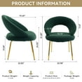thumbnail image 5 of S-HOME Teddy Fabric Dining Chair With Curved Backrest And Golden Metal Legs For Modern Kitchen Or Dining Room, 5 of 11