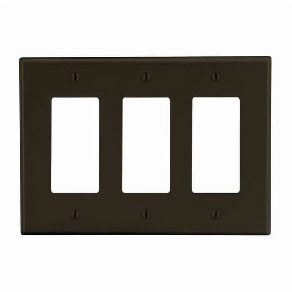 Hubbell Wiring Device-Kellems Rocker Wll Plt,Stnd;Brn,3Gng,Smth Stn P263