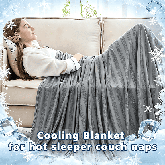 EMME Cooling Throw Blanket,Arc-Chill Q-Max>0.5 With Double Sides, Thiner Lightweight Summer Blanket Throw for Sofa, Cold Throws for Hot Sleepers, Keep Body Cool for Adults, Grey,50"x 70"