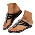thumbnail image 3 of Womens Slippers Ladies Summer Flip Toe Rhinestone Slippers Comfortable Shoes With Temperament Ladies Sandals Black 40, 3 of 8