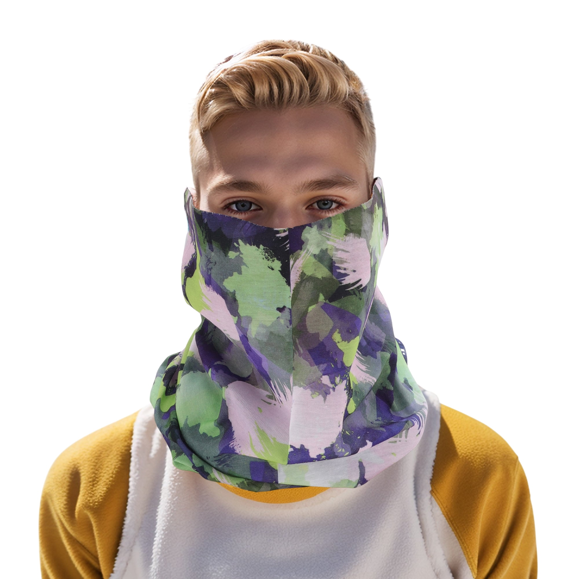 Unique Bargains Face Scarf Mask Purple White 1 Pc