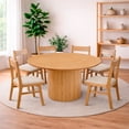 thumbnail image 4 of Ilios Innova | Comedor Redondo Moderno de Madera con 6 Sillas Acolchadas, Mesa 120 cm Diámetro con Base Cilíndrica, Diseño Decorativo para Comedor o Sala, 4 of 9
