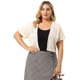 thumbnail image 4 of Women's Plus Size Shrug Cardigan Lace Allover Open Front Short Sleeve Crop Bolero Jacket Beige 3X, 4 of 7