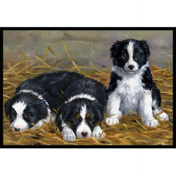 Border Collie Puppies Indoor or Outdoor Mat, 18 x 27