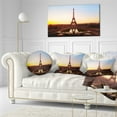 thumbnail image 3 of Designart Brown Silhouette of Paris Paris Eiffel Tower - Cityscape Throw Pillow - 12x20, 3 of 5