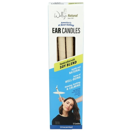 Wally's Natural Unscented Soy Wax Ear Candles, 12 Pack