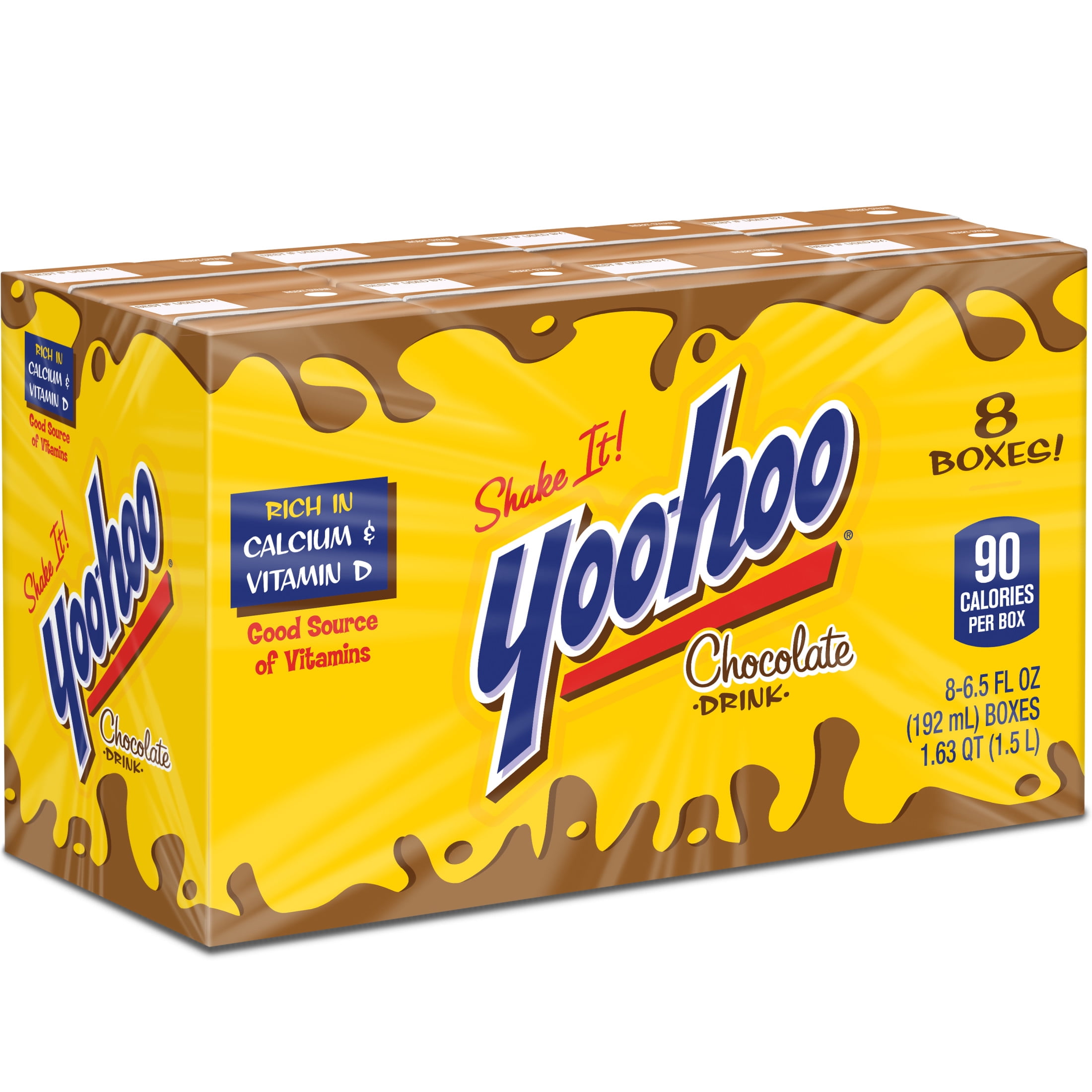 (4 pack) Yoo-hoo Chocolate Drink, 6.5 fl oz, 8 Pack Boxes, Rich Flavor, Caffeine Free