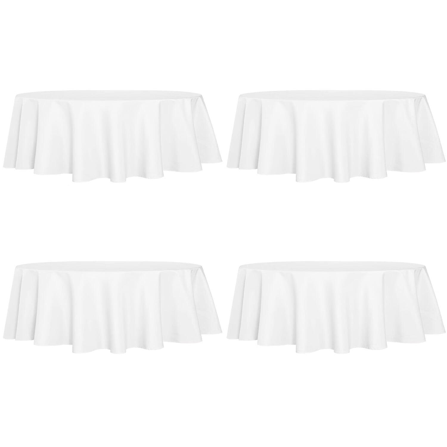LUSHVIDA 4 Pack White Tablecloths 70 inch Round Table Cloth Polyester