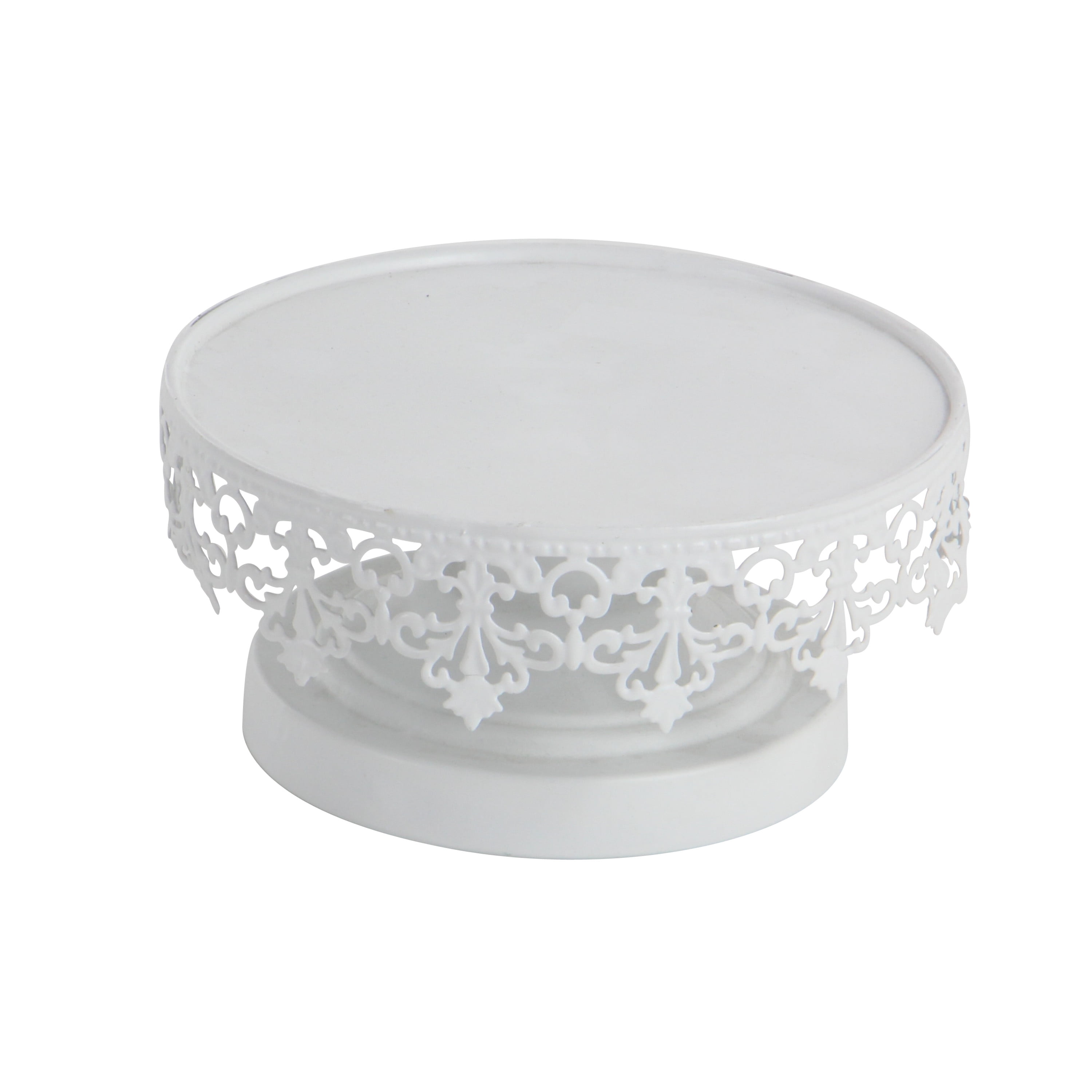 DecMode 13", 10", 9"W White Metal Decorative Stand with Pedestal Base, 3-Pieces