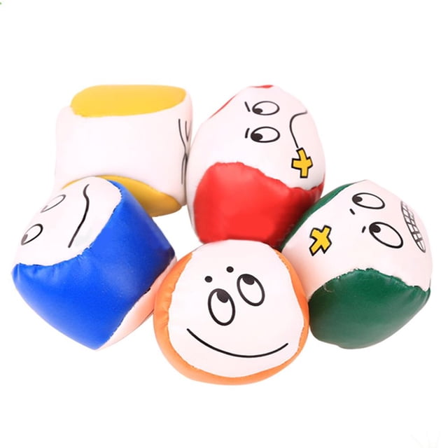 Pelota de malabares Wdftyju Dibujos animados Sonrisa Cara PU Cuero Bean Bag Niños