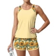 thumbnail image 4 of JULMCOMO Tankini Swimsuits for Women Sunflower Print Drawstring Crew Neck Sports Bathing Suit Beach Summer Two Piece Swimsuit Yellow XL, 4 of 6