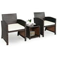 thumbnail image 4 of Costway 3PCS Patio Rattan Wicker Furniture Cushion Sofa Coffee Table White, 4 of 11