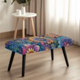 thumbnail image 4 of XYZCANDO Easy Install Rectangular Long Bench Protector, Vibrant Floral Print Polyester Spandex Washable Bench Covers for Dining Room Living Room, 4 of 9