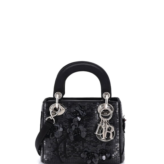Pre-Owned Lady Dior Bag Embellished Satin Mini By Rebag