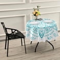 thumbnail image 7 of SKYSONIC White Turquoise Mandala Tablecloth Ornament Flower Round Tablecloths Polyester Tablecover Cloths Washable Tabletop Runner Kitchen Party Picnic Dining Home Decor 60inch, 7 of 7