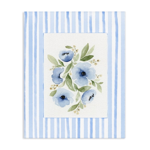 Stupell Industries French Country Flowers With Stripe Border Canvas Art, 16 x 20, by Leah Noel Art