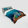 thumbnail image 2 of Ambesonne Ocean Bedding Set 4 Pcs, Shell Houses Bubbles, Queen, Teal Brown, 2 of 2