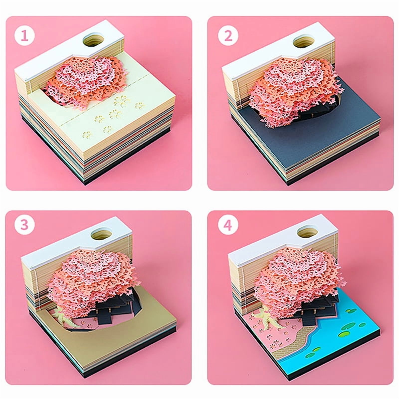 Time Piece Calendar 2026 Desk Calendar With LED Light 3D Tear-away Calendar Paper Carving Art Pad Notepad Gift Christmas