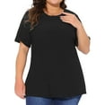thumbnail image 2 of DARING DIVA Women's Plus Crew Neck Top 1X Black, 2 of 6