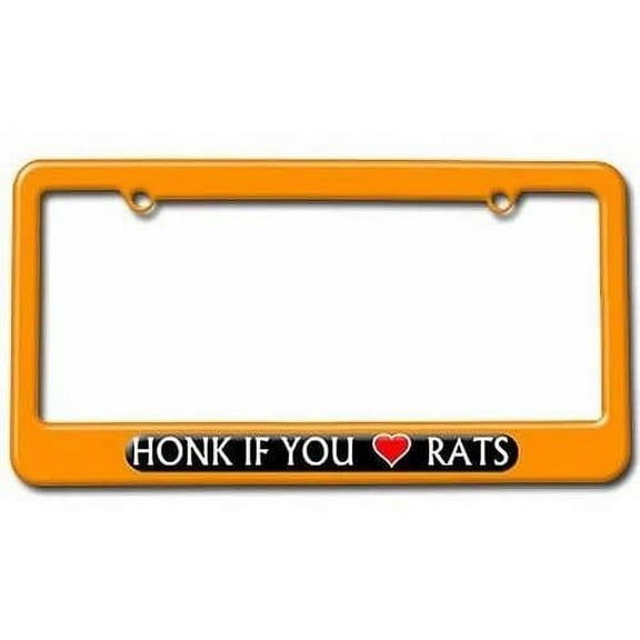 Honk if You Love Rats License Plate Tag Frame, Orange Color