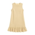 thumbnail image 6 of Women's Striped Ruffle Mini Shift Dress Summer Cute Crew Neck Sleeveless Vacation Dresses for Spring Summer Yellow, 6 of 6