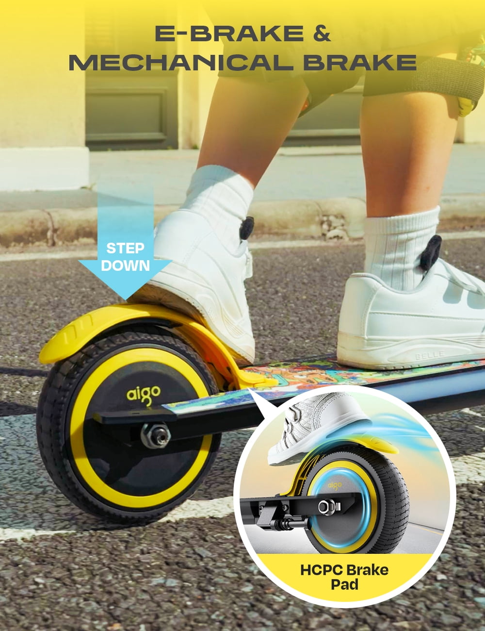 Aigo HappyRoll Kids Electric Scooter E3，Dual, Solid tires，toddler electric scooter，easy roller scooter