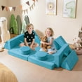 thumbnail image 2 of Costway 14 PCS Modular Kids Play Couch Child Sectional Sofa Toddler Soft Playset Blue, 2 of 11