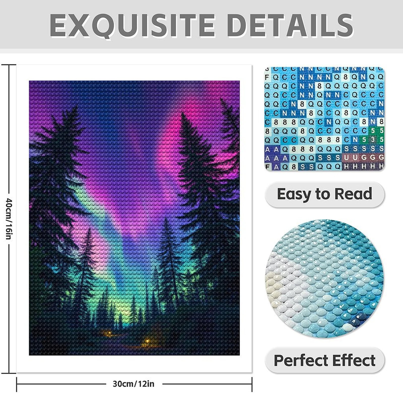 Diamond Art Kits for Adults - 5d Northern Lights Forest Night Sky Diamond Painting for Adults, Diamond Art for Adults Beginners, Diamond Painting Kits for Adults for Home Wall Decor