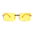 thumbnail image 3 of Heavy Rhinestone Chain Jewel Rimless OG Rapper Sunglasses Gold Yellow, 3 of 4