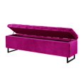 thumbnail image 4 of Inspired Home Hector Velvet Storage Bench, Fuchsia, 4 of 8