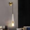 thumbnail image 4 of Glass Wall Mount Light Postmodern Wall Sconce Indoor Wall Lamp in Gold Finish, Living Room Decor Lighting Fixture, Bedroom Bedside Hallway Decor Wall Sconces, E14 Socket, 4 of 5