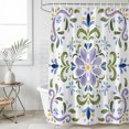thumbnail image 4 of Purple Green Floral Bathroom Shower Curtains with 12 Hooks Polyester Waterproof Shower Curtain for Stalls and Bathtubs Ethnic Boho Cottagecore Botanical Decorative Bathroom Curtain 54x78 Inches, 4 of 9