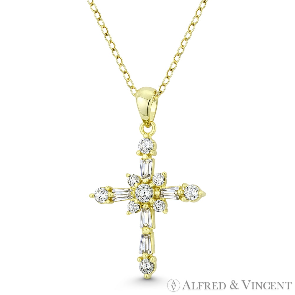 Alfred & Vincent - Rosicrucian Rose Cross CZ Crystal Pave Christian ...