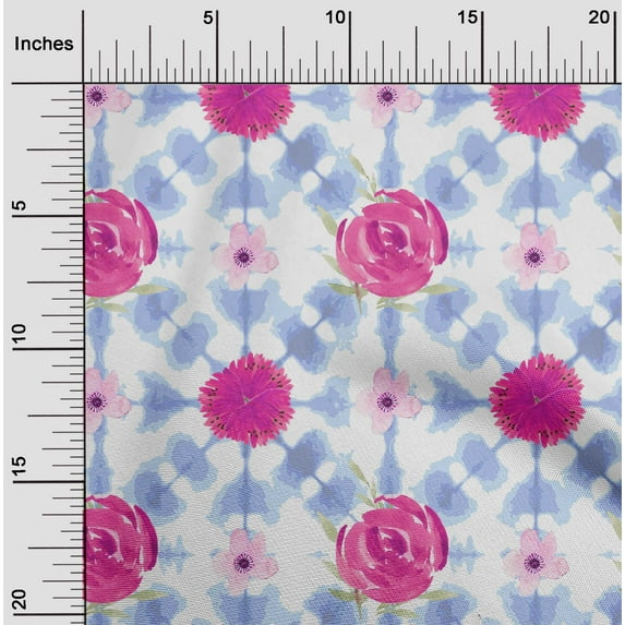 oneOone Viscose Chiffon Lavender Blue Fabric Floral Shibori Dress Material Fabric Print Fabric By The Yard 42 Inch Wide