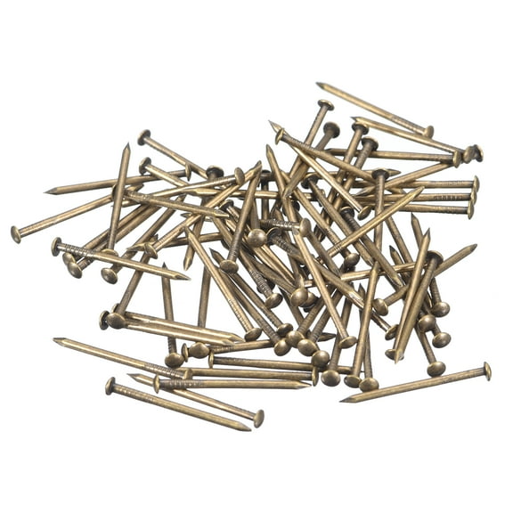 Uxcell 140Pcs Small Tiny Nails 1.2x20mm(DxL) Tiny Brass Nails Hardware Round Head Brass Nail for Wooden DIY Projects, Bronze Tone