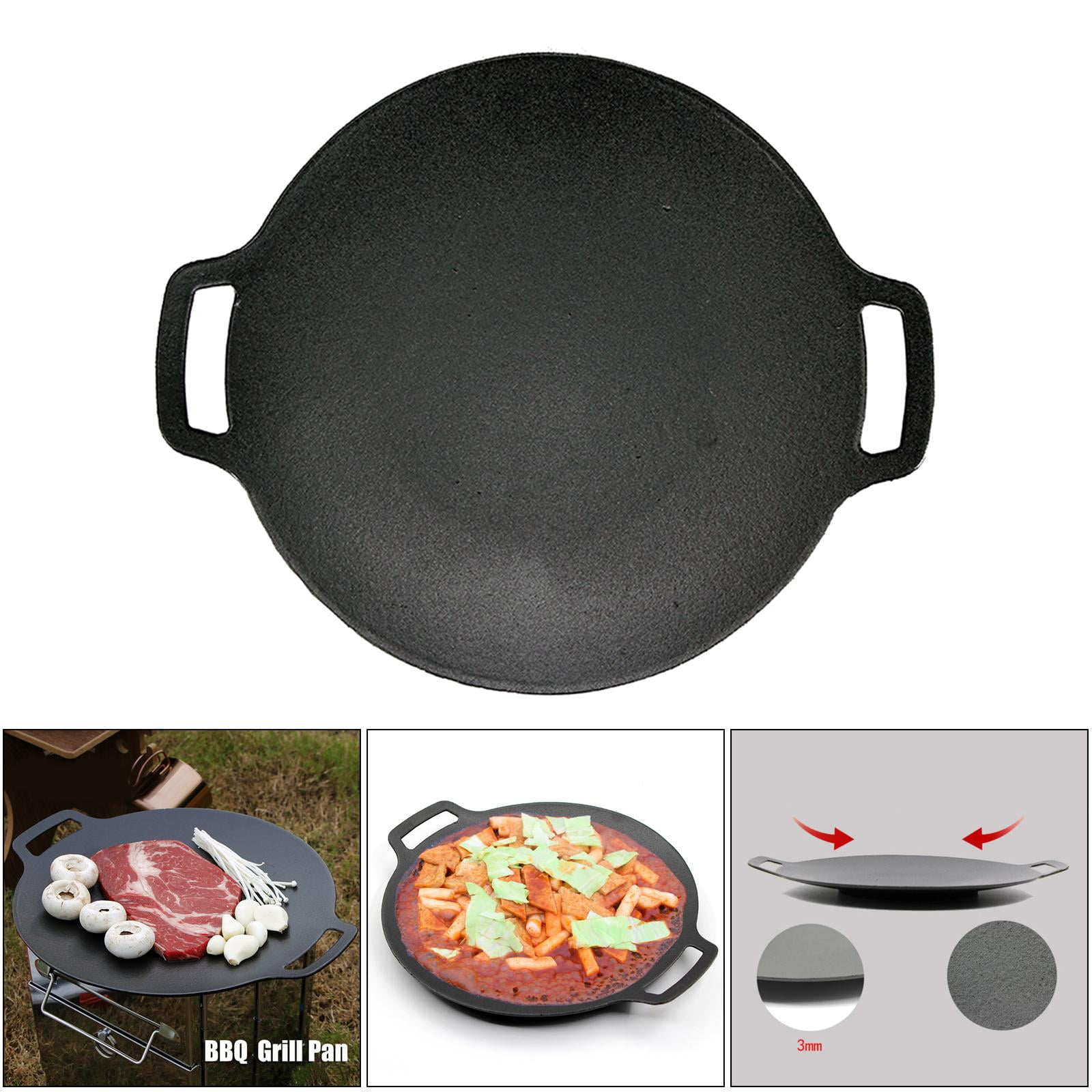 1pc, Korean Stovetop Pan, Cast Iron Non-Stick Indoor Barbecue Grill Tray,  Smokeless Roasting Pan, Cooking Meat And Vegetable Stovetop Plate, For  Indoor Outdoor Camping Grilling BBQ, Kitchen Accessories