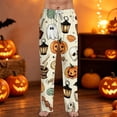 thumbnail image 2 of Domzest Halloween Pajama Pants Men Wide Leg Pumpkin Ghost Bat Graphic Pajama Bottoms Drawstring Elastic Waisted Funny Sleepwear Complexion M, 2 of 6