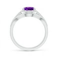thumbnail image 2 of ANGARA Natural Triple Shank Oval 1.6 ct Amethyst and Diamond Halo Ring in 14K White Gold for Women (Size-9x7mm) | February Birthstone, Anniversary, Jewelry Gift for Women | Natural Amethyst Ring, 2 of 7